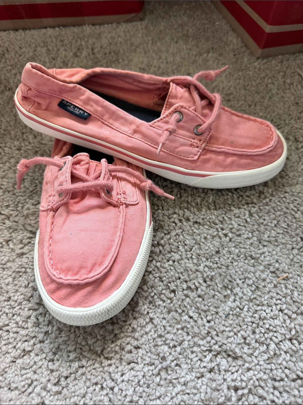 Sperry Pink Canvas Boat Moccasins